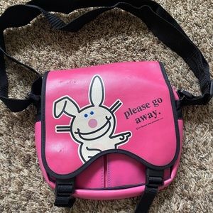 Happy Bunny by Jim Benton hot pink purse. "PLEASE GO AWAY"